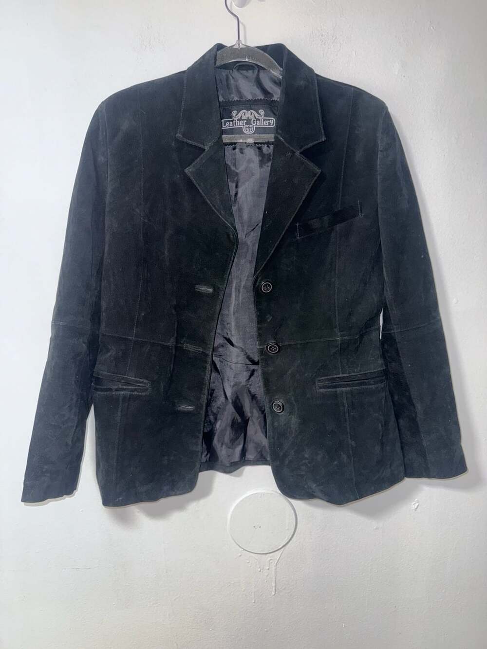 Leather Gallery Black Suede Genuine Leather Blazer Jacket Size S